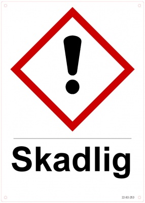 Varningsetikett kemikaliebeständig - Skadlig 250 st