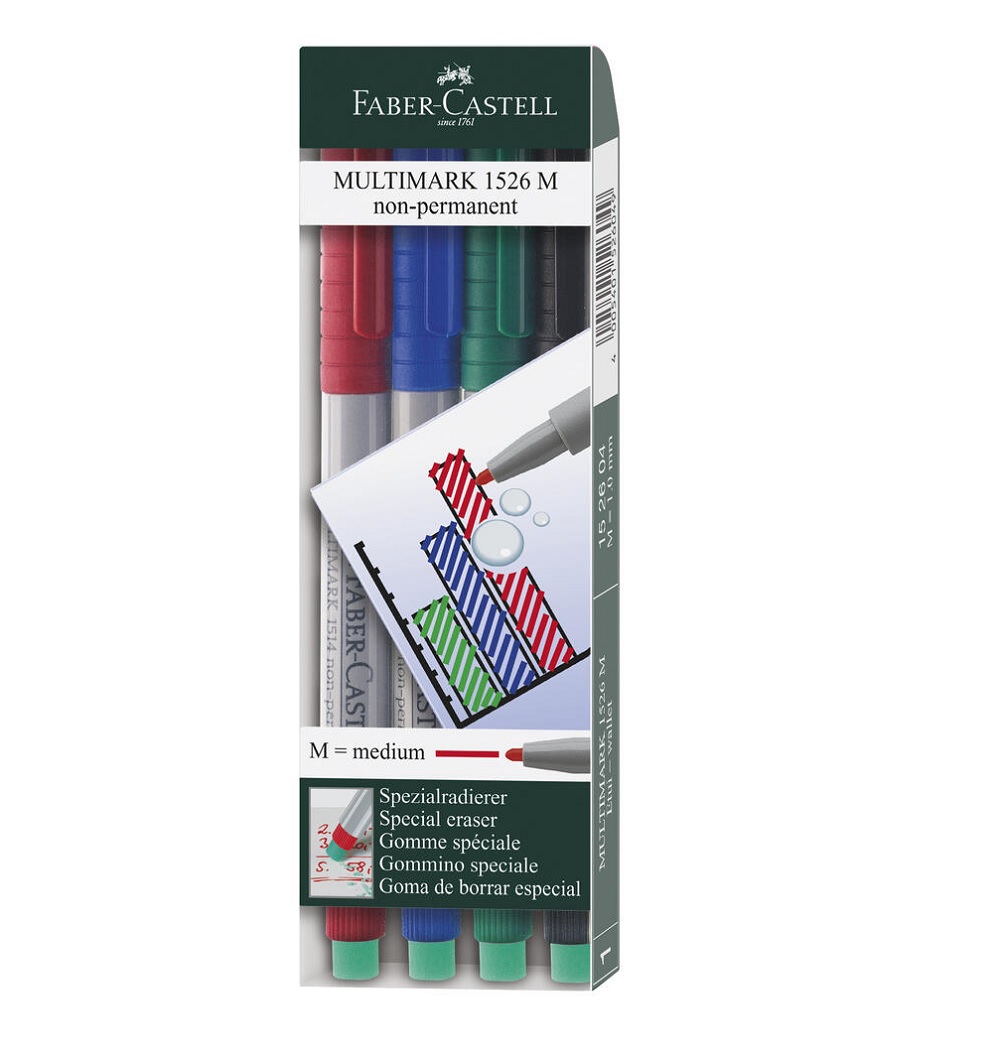 Vattenlöslig OH-penna, Medium 4-pack