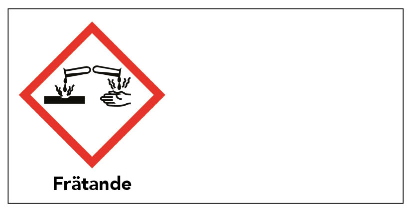 Varningsetikett - Frätande 100 st/rulle