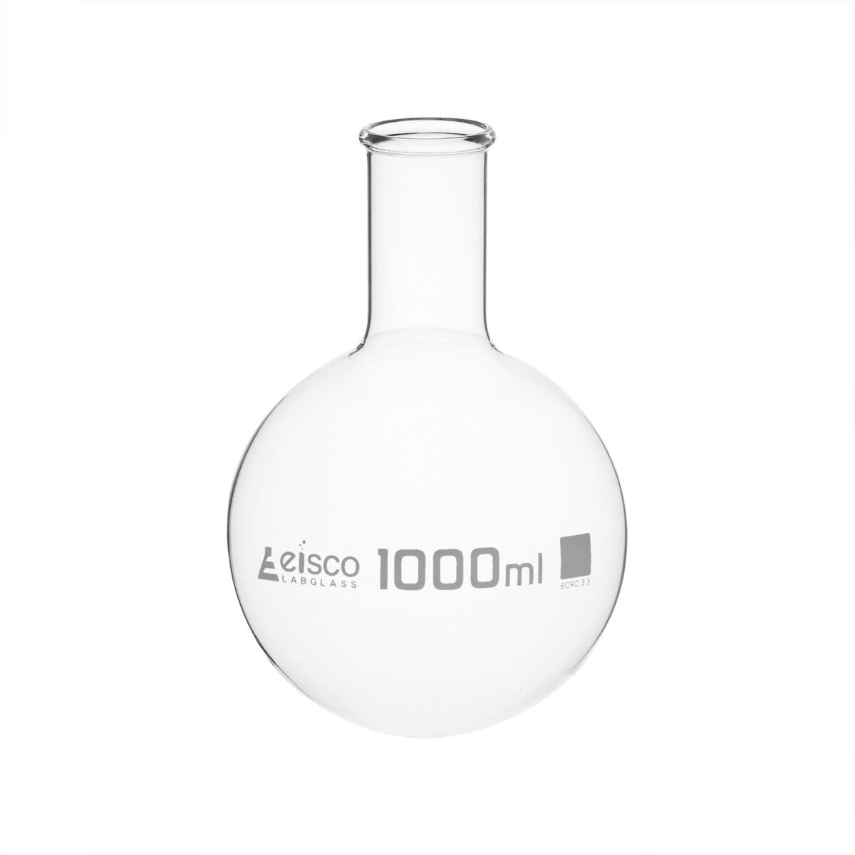 Rundkolv 1000ml Borosilikatglas - rund botten